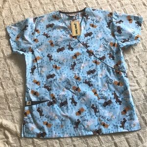 NEW Puppy pattern scrubs top